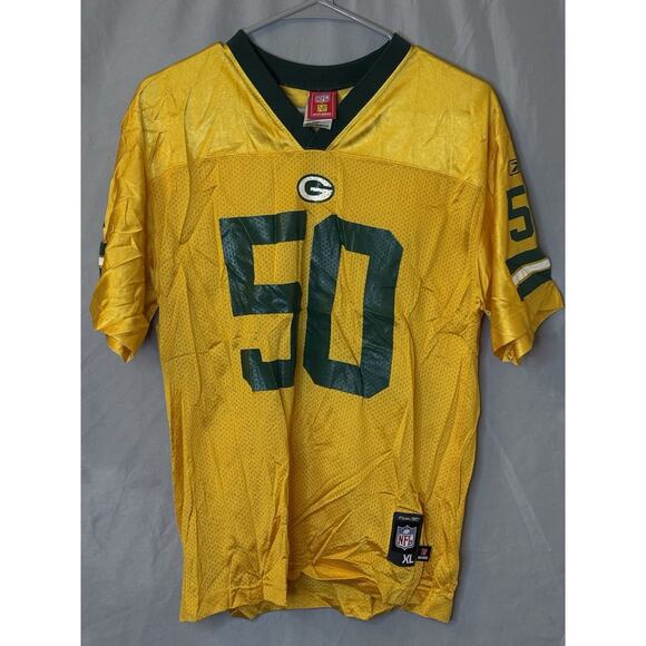 BOYS! NFL #50 HAWK JENNINGS XL (18-20) Yellow Green Bay PACKERS REEBOK Jersey - Picture 1 of 4